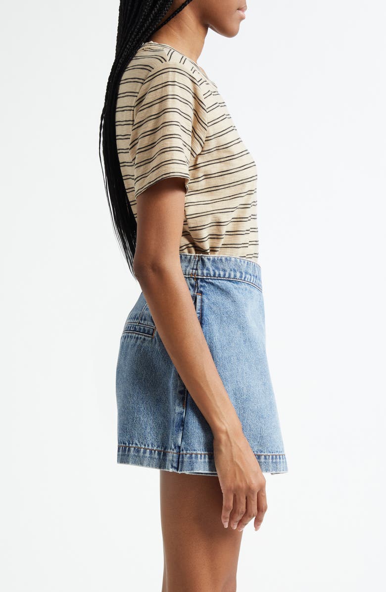 Veronica Beard Carla Crewneck Cotton T-Shirt, Alternate, color, Stone Khaki Black