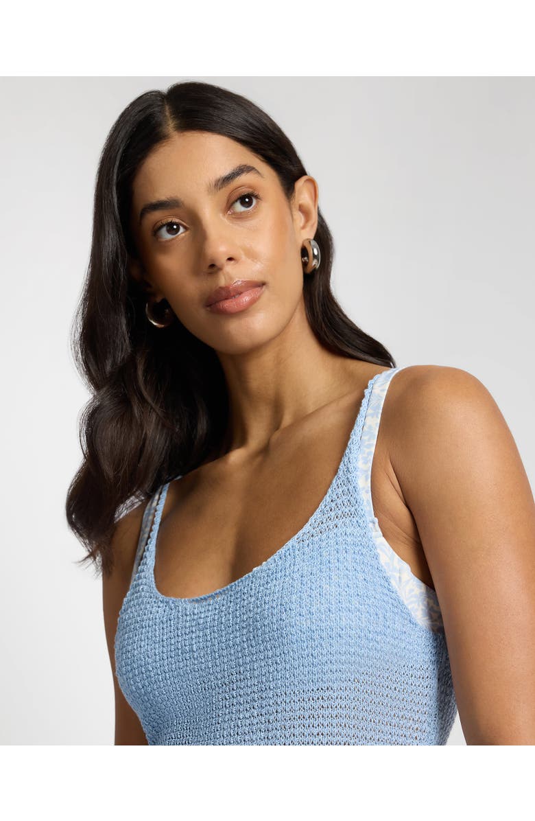 Onia Textured Linen Sweater Scoop Maxi Dress, Alternate, color, Sky