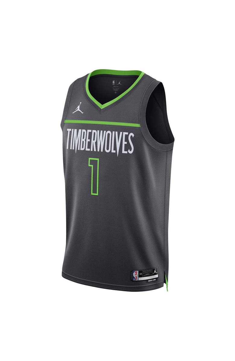 Jordan Brand Men's Jordan Brand Anthony Edwards Charcoal Minnesota Timberwolves 2022/23 Statement Edition Swingman Jersey, Alternate, color,