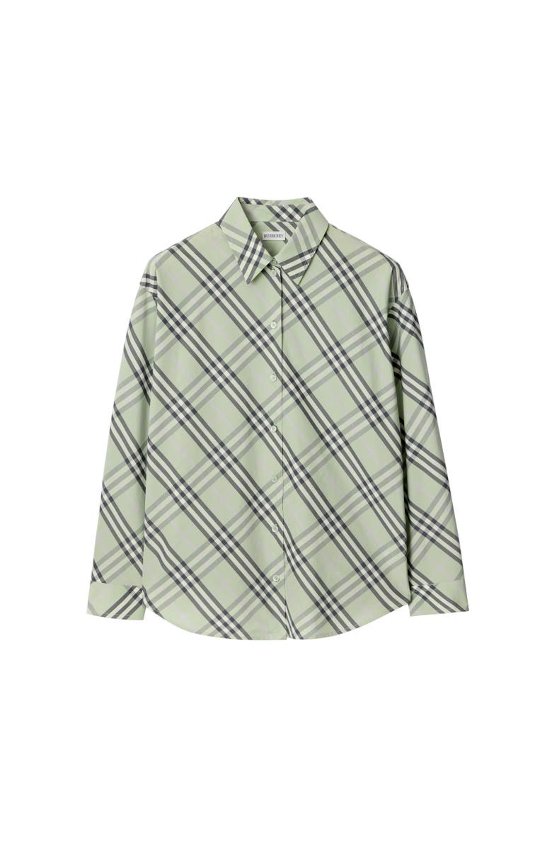 Burberry Relaxed Fit Check Cotton Shirt, Alternate, color, Seafoam Green