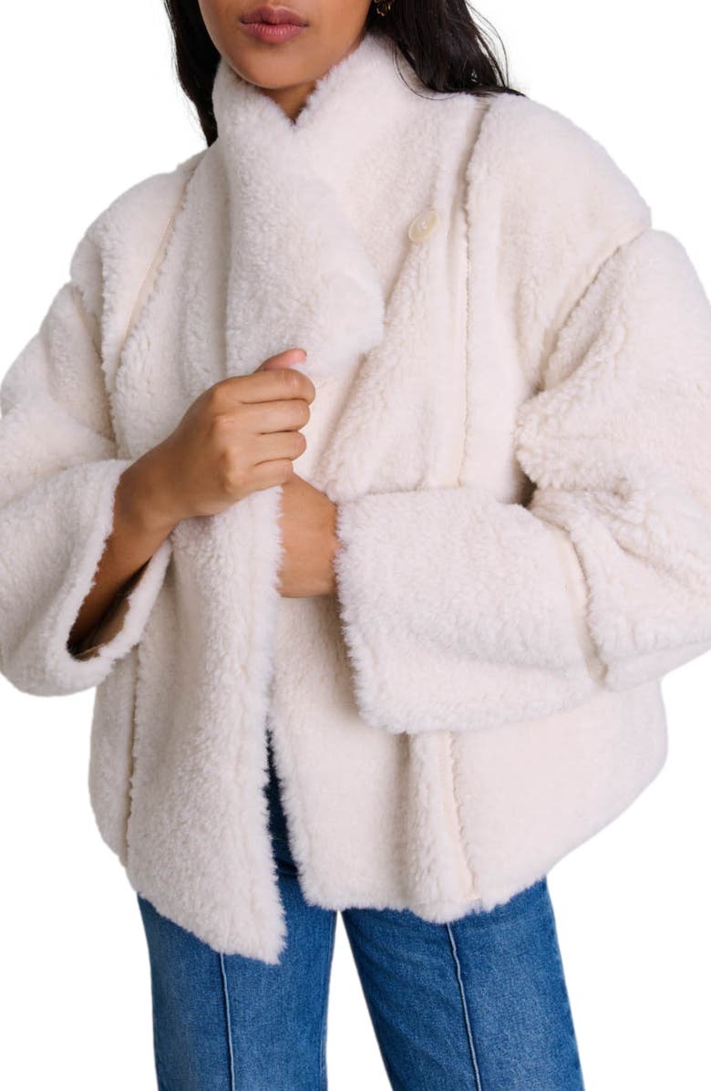 maje Short faux fur coat, Alternate, color,