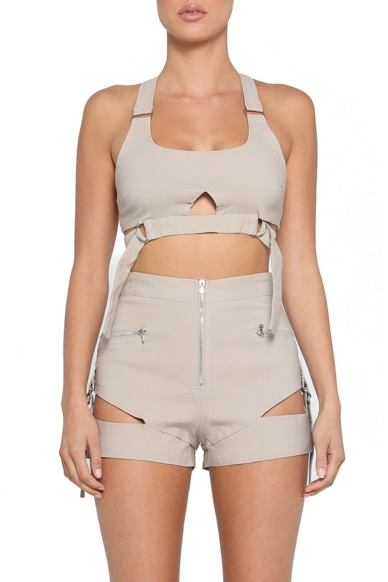 Reed Cutout Utility Crop Top, Main, color, TAN