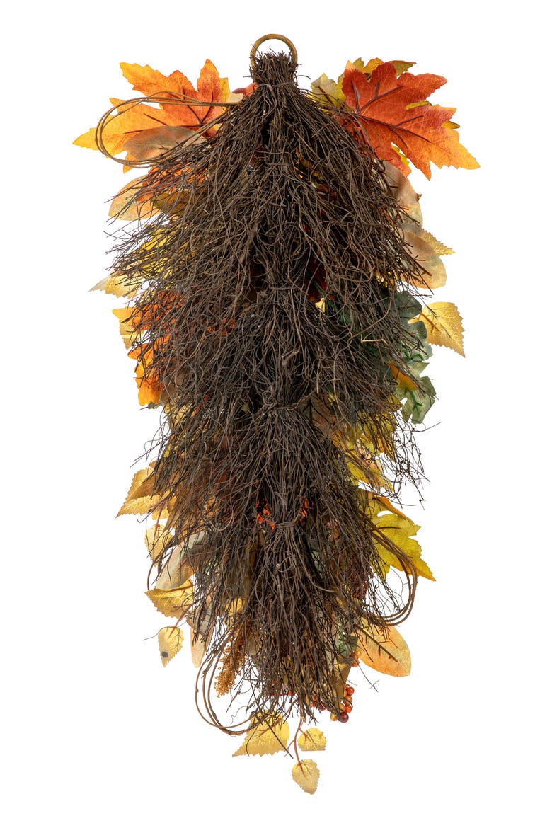 25"H Fall Pumpkin Leaf Teardrop, Alternate, color, Orange