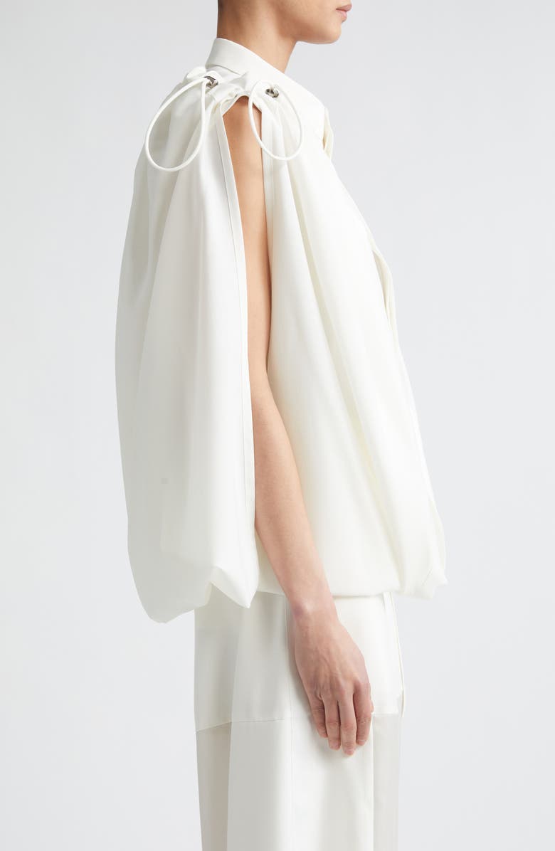 Sacai Suiting Button-Up Cape Shirt, Alternate, color, Off White