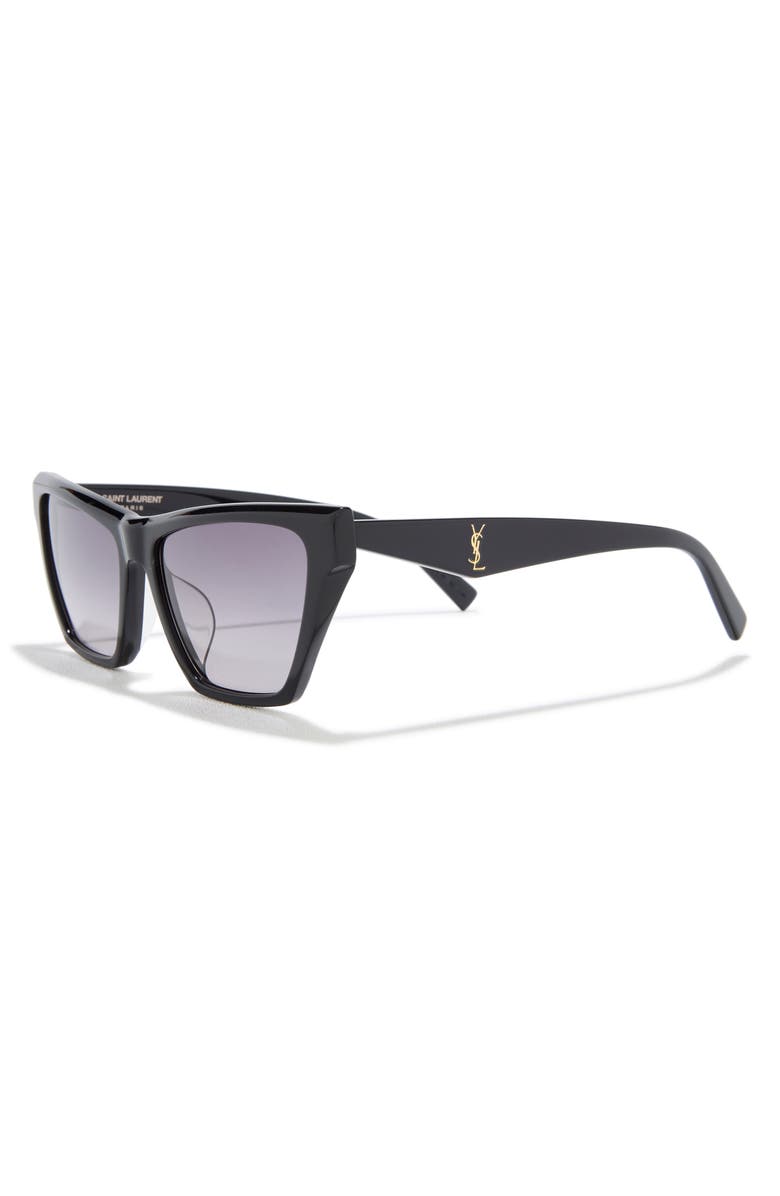 Saint Laurent 57mm Cat Eye Sunglasses, Alternate, color, Black Black Grey