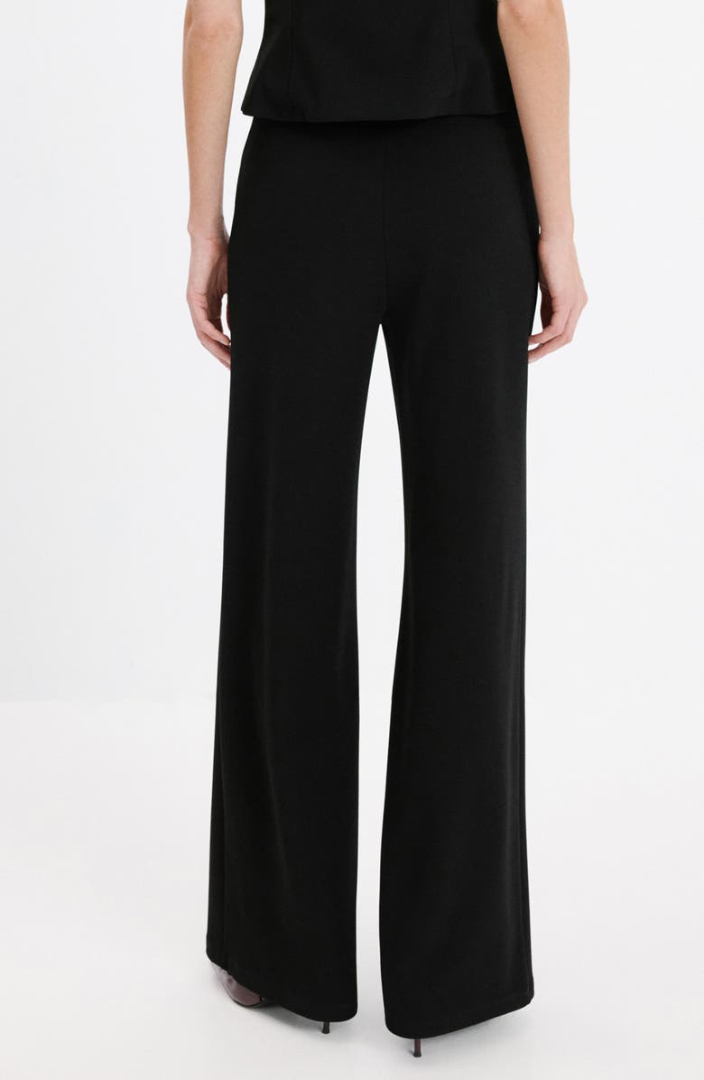 MANGO Elastic Waist Straight Leg Suit Pants, Alternate, color, Black