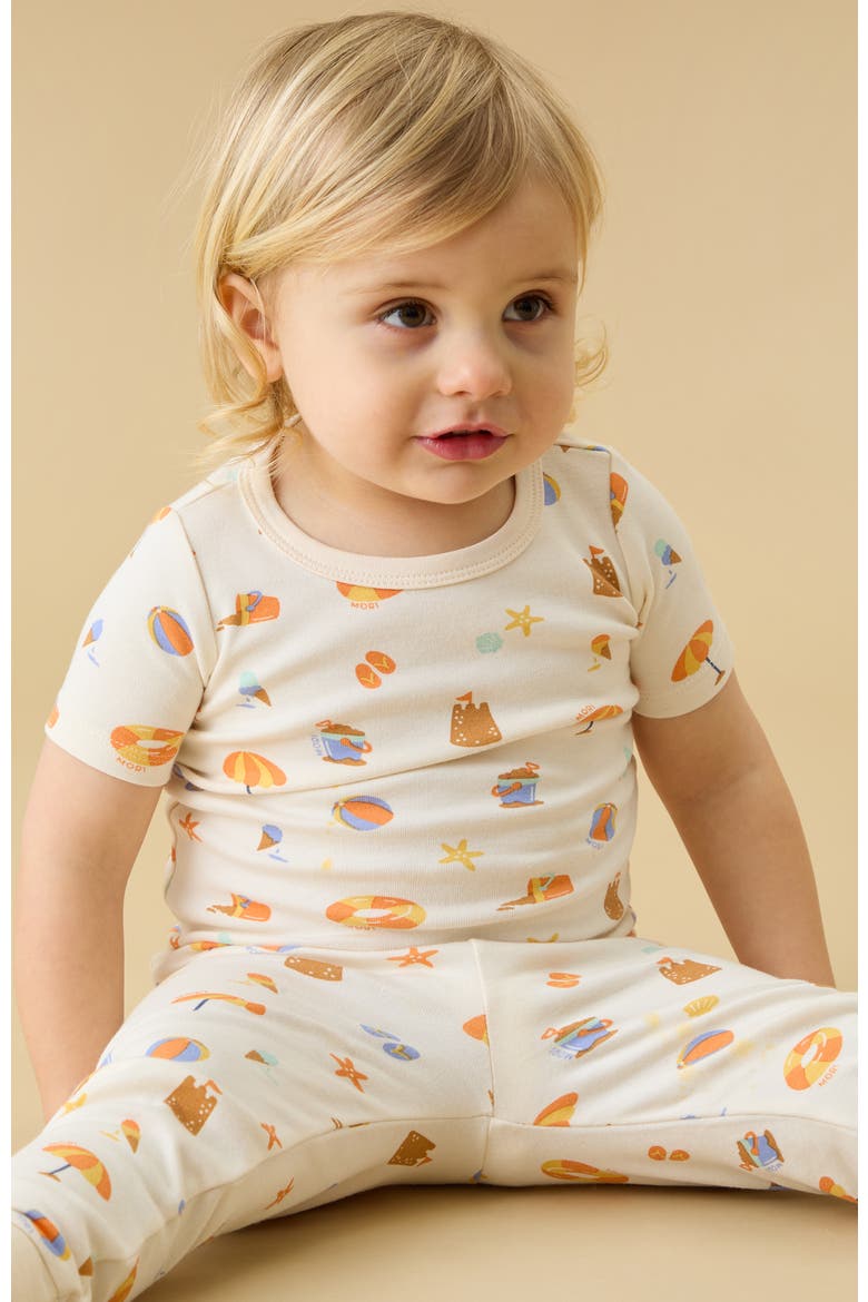 Short Sleeve Print Pajama Set, Alternate, color, Beach Print