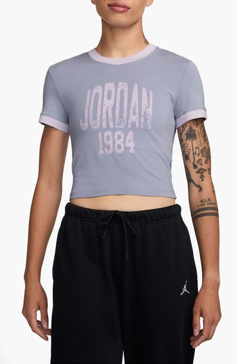 GFX Slim Fit Crop Graphic Ringer T-Shirt