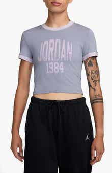 Jordan GFX Slim Fit Crop Graphic Ringer T-Shirt