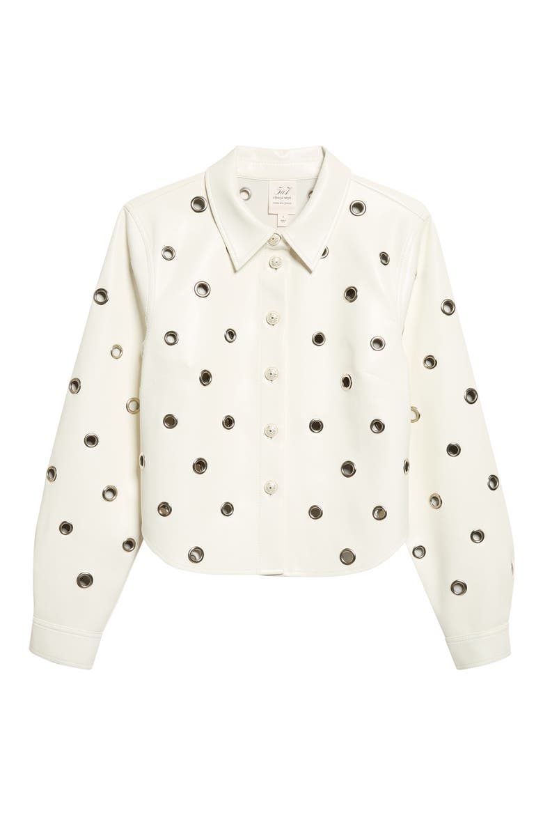 Ramone Grommet Faux Leather Jacket, Alternate, color, IVORY