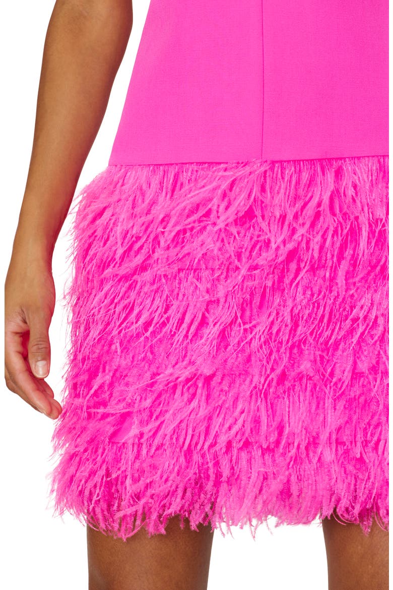 Veronica Feather Hem Dress, Alternate, color, BARBIE PINK