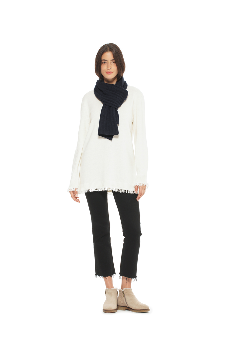 Pure Cashmere Plush-Ribbed Scarf, Alternate, color, Charcoal