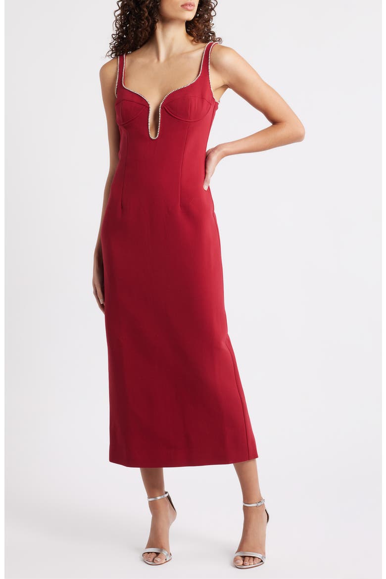 Brooklyn Diamante Sleeveless Sheath Dress, Main, color, BURGUNDY