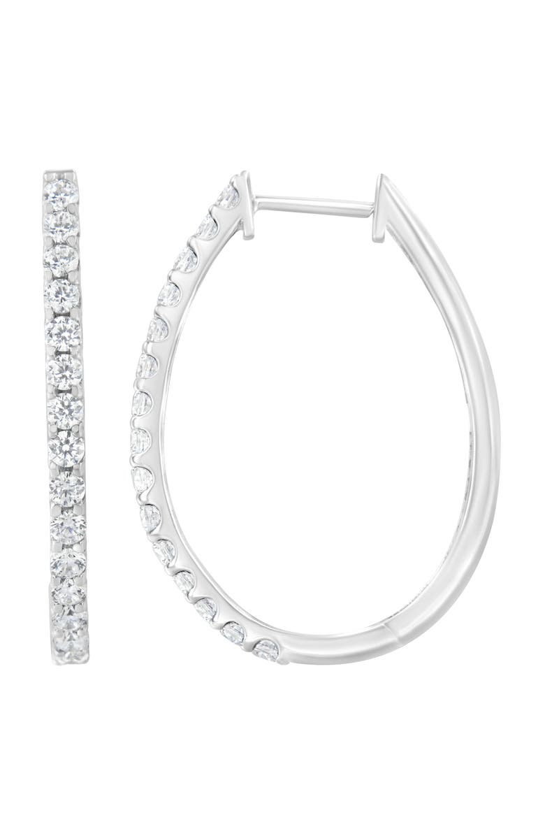 Haus of Brilliance 14K White Gold 2.0 Cttw Diamond Oblong Hinged Hoop Earrings, Alternate, color, White