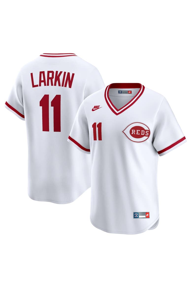 Men's Nike Barry Larkin White Cincinnati Reds Throwback Cooperstown Collection Limited Jersey, Main, color, White