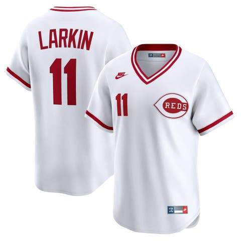 Men's Nike Barry Larkin White Cincinnati Reds Throwback Cooperstown Collection Limited Jersey