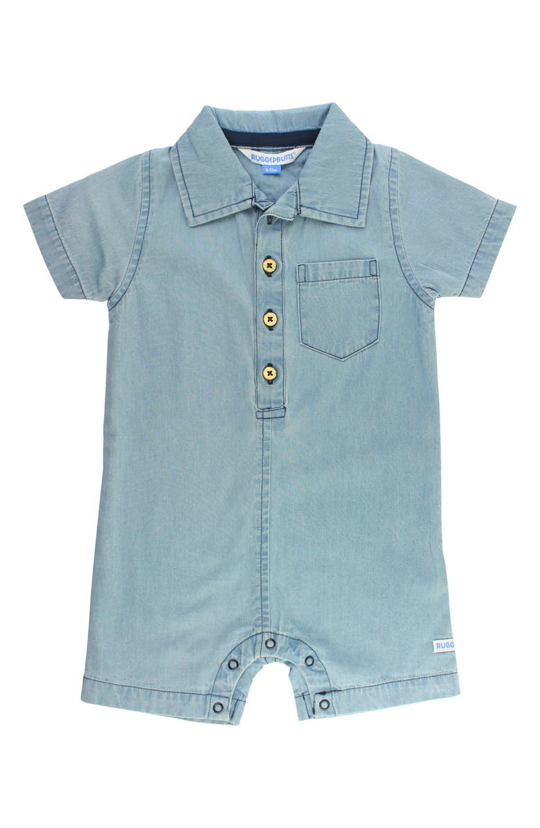 RuggedButts Chambray Romper & Bow Tie Set, Alternate, color, 