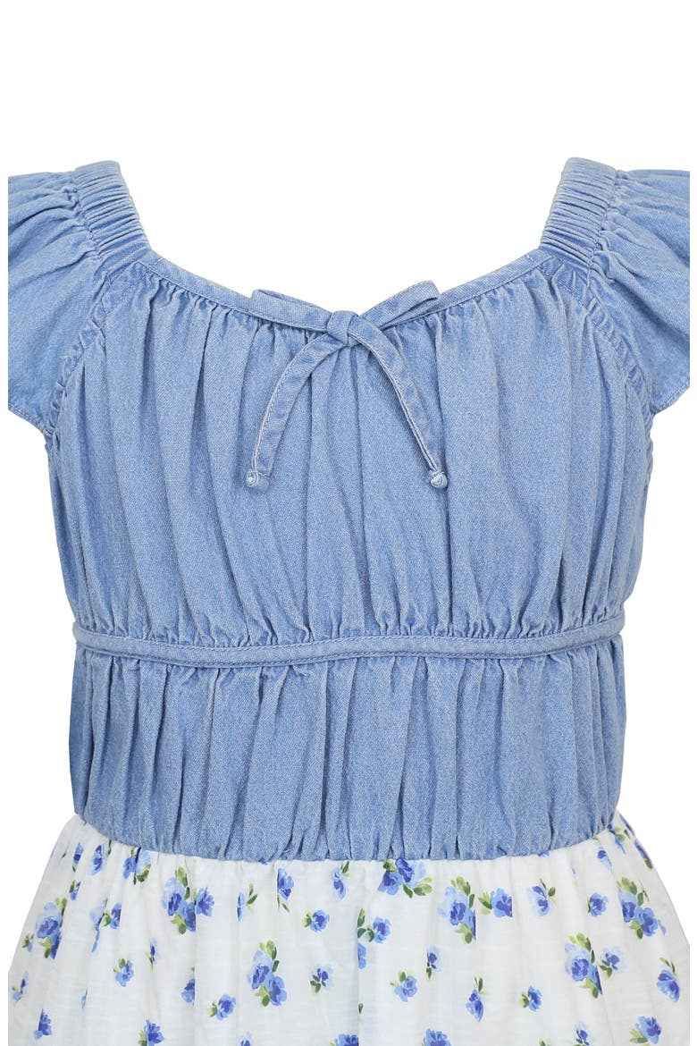 Kids' Smocked Floral Chiffon Dress, Alternate, color, IVORY/ BLUE