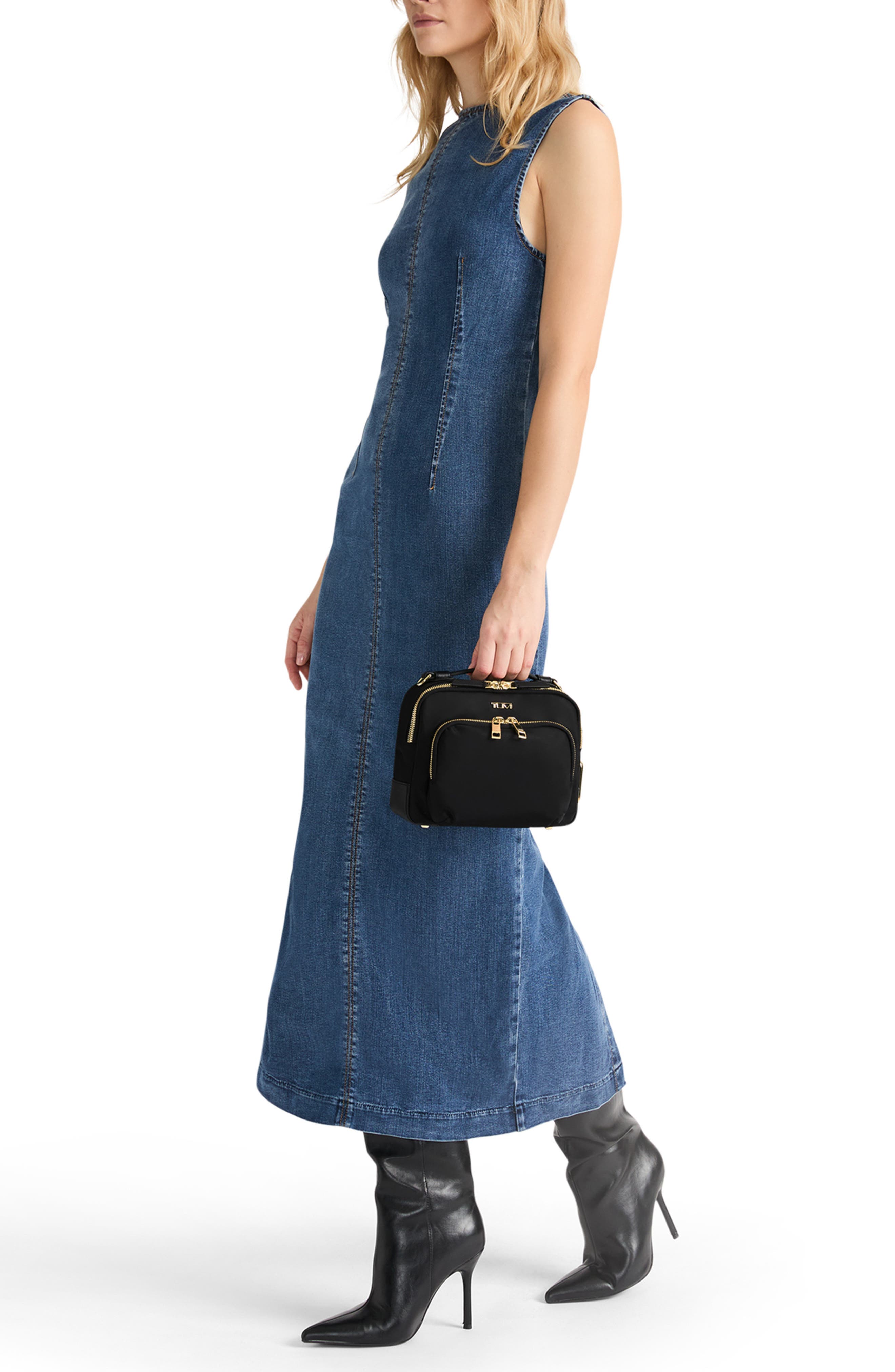 TUMI Teghan Crossbody, Alternate, color, Black/ Gold