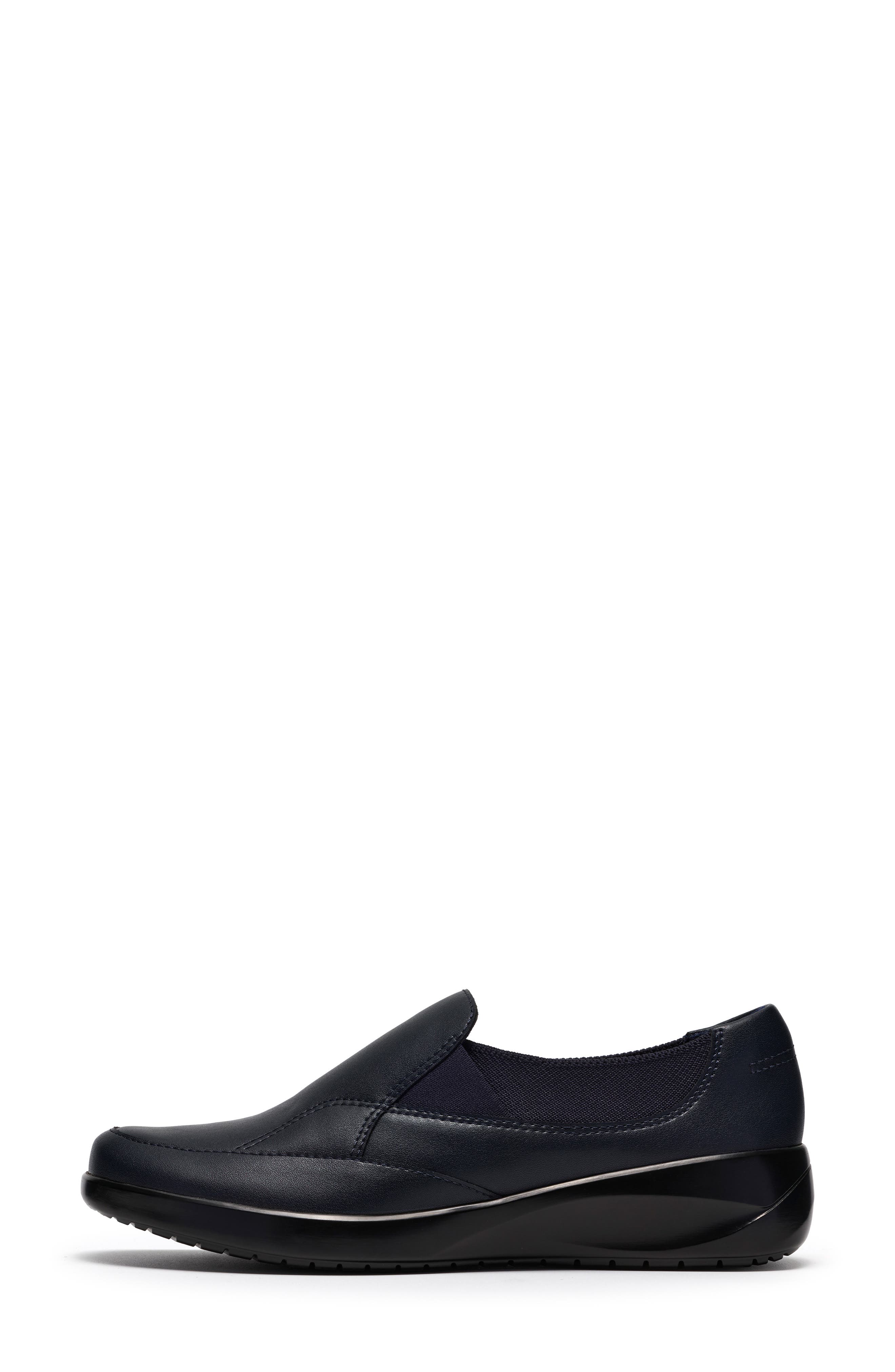 Kaetlyn Mae Leather Slip-On Flat, Alternate, color, NAVY LEATHER