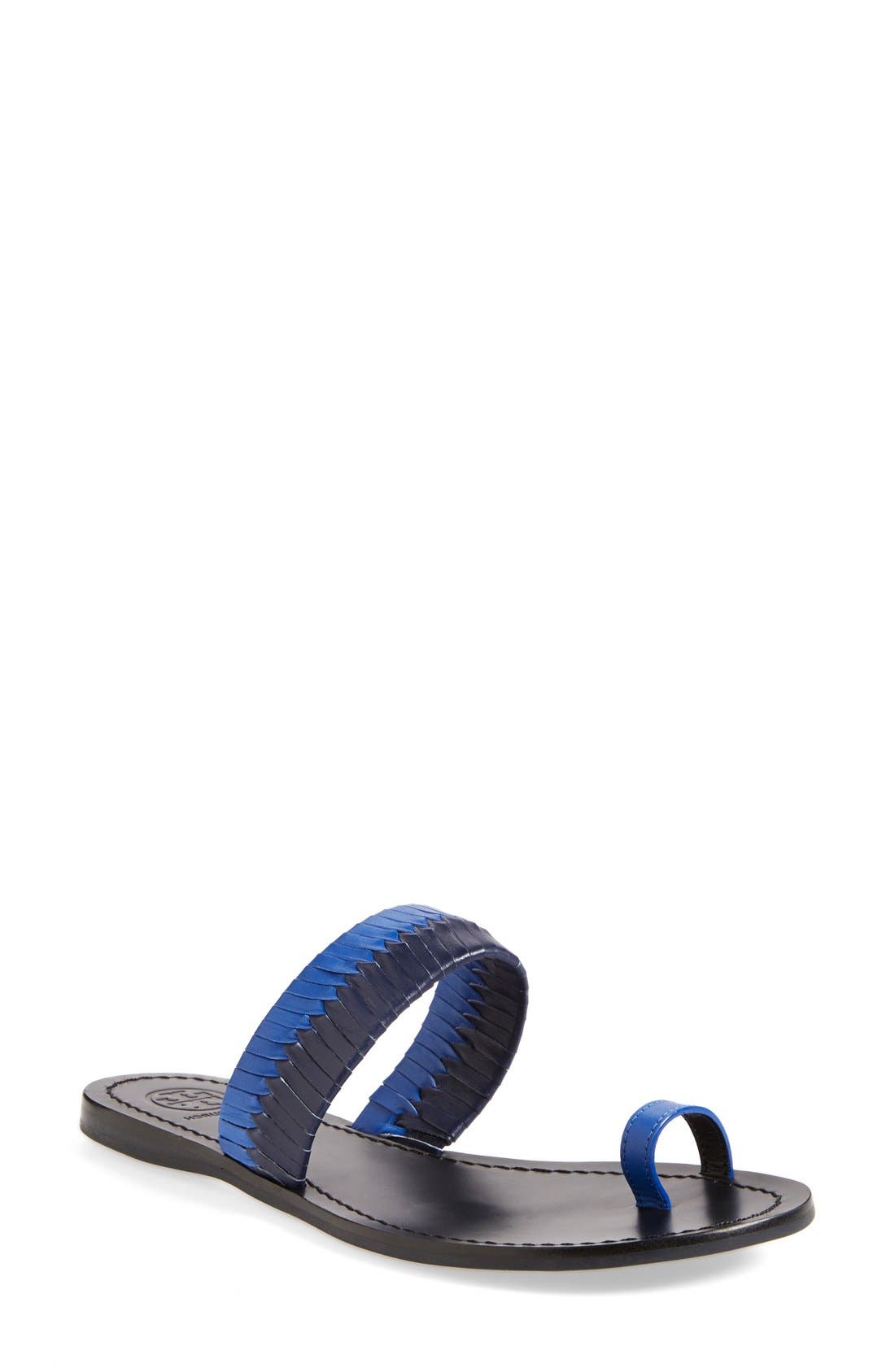 Tory Burch Two-Tone Woven Leather Sandal, Main, color, 