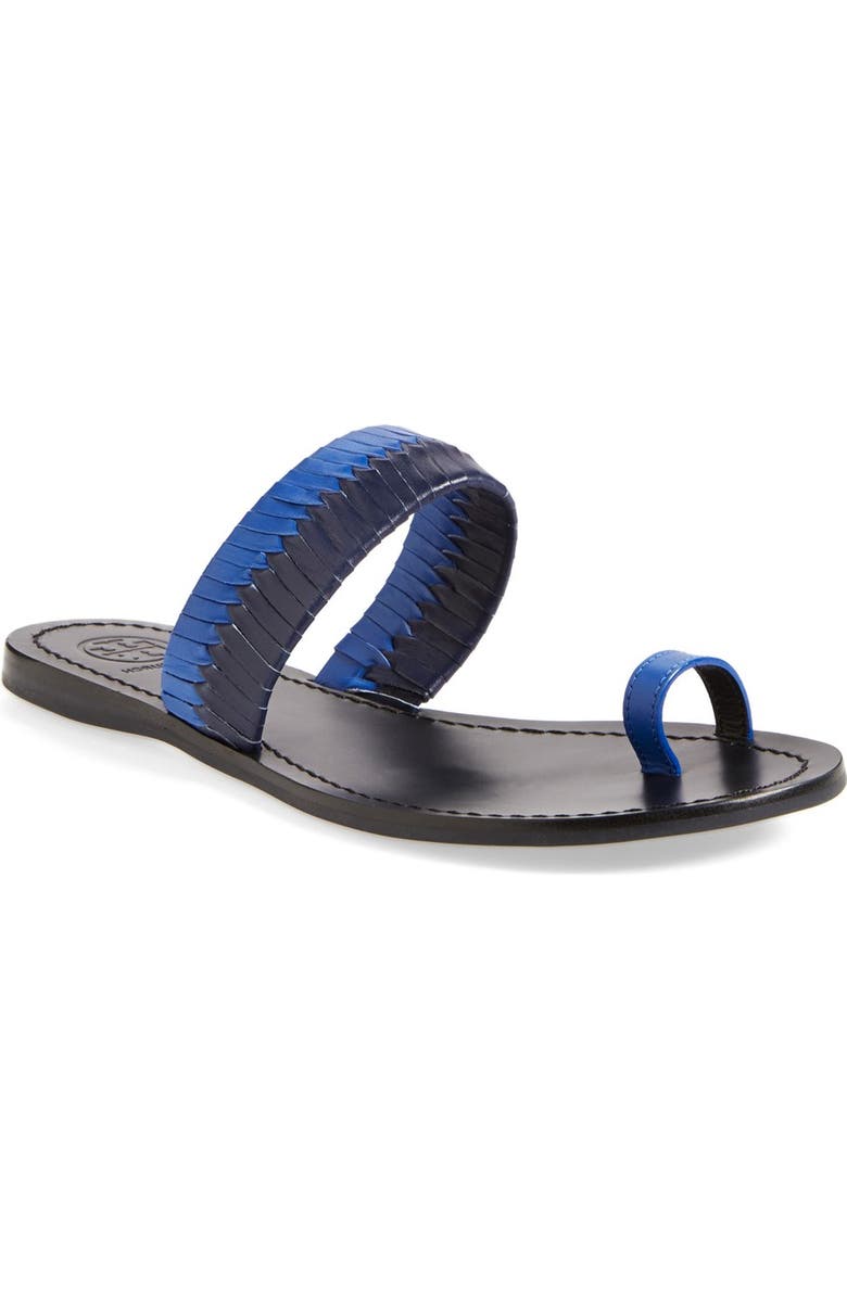 Tory Burch Two-Tone Woven Leather Sandal, Main, color,