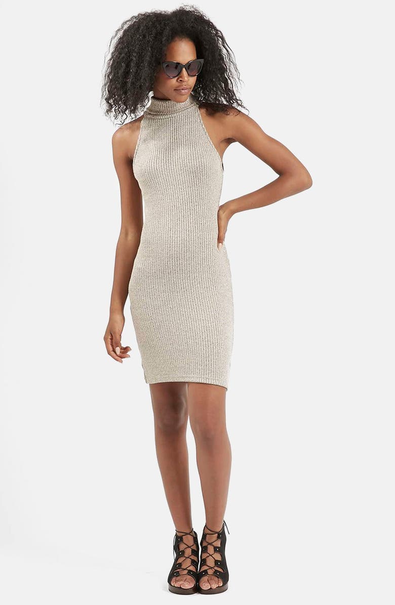 Topshop Sleeveless Turtleneck Dress, Alternate, color, 