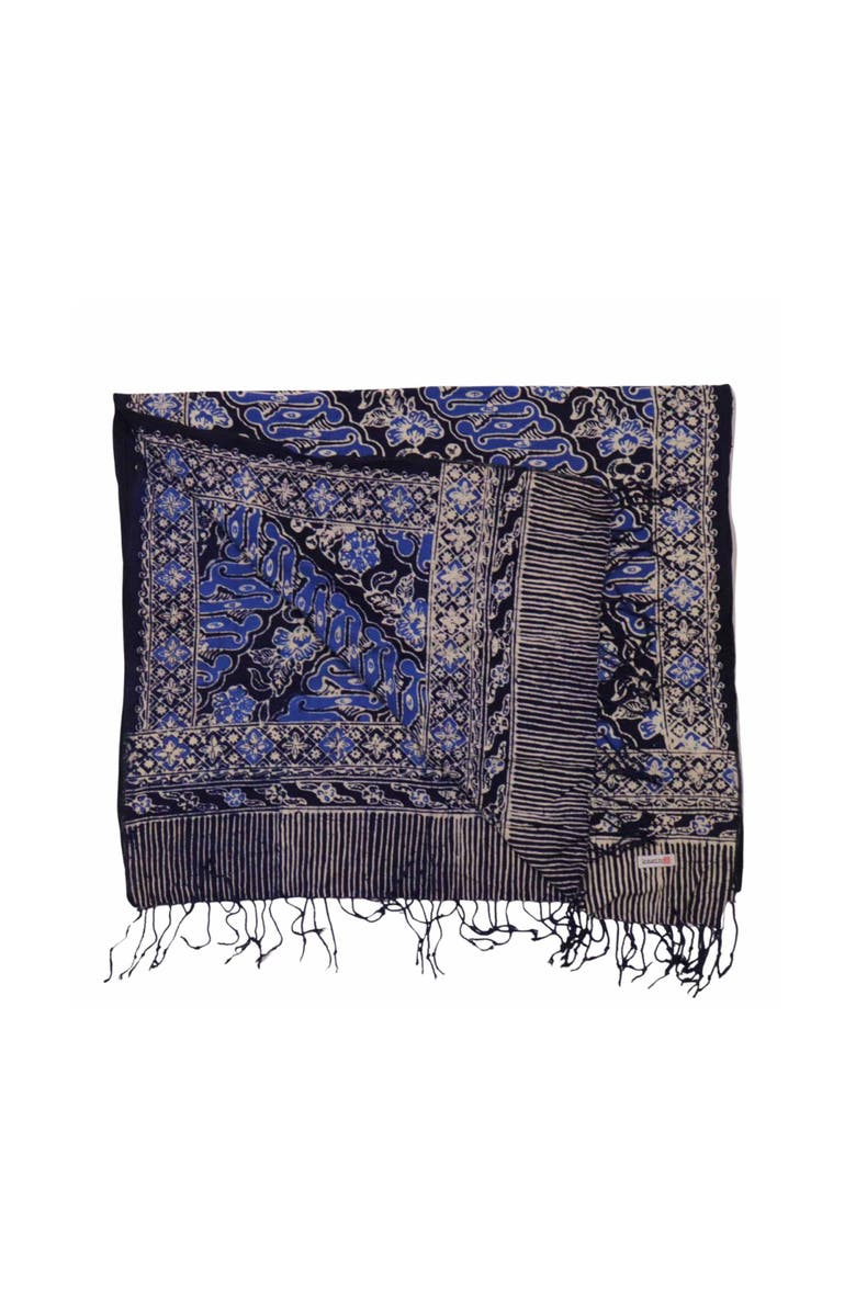 Kasih Co-op Handmade Batik Scarf, Alternate, color, Midnight Autumn