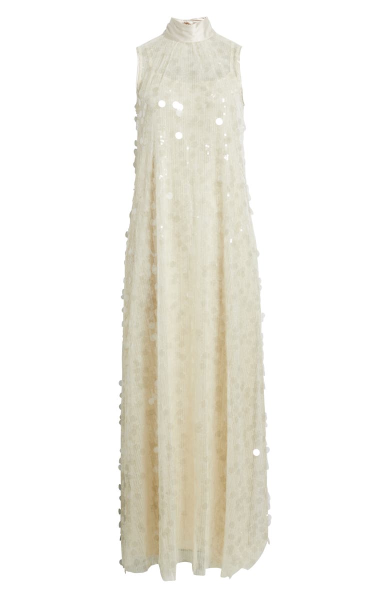 Julia Jordan Sequin Embellished Sleeveless Evening Dress, Alternate, color, Ivory