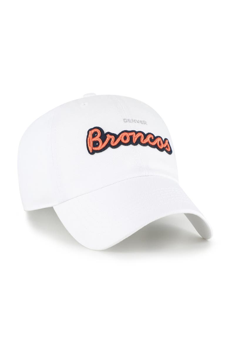 Women's '47  White Denver Broncos Trendy Script Clean Up Adjustable Hat, Alternate, color, White