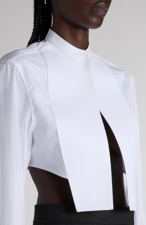 Tom Ford Bib Front Cotton Voile Crop Shirt In White