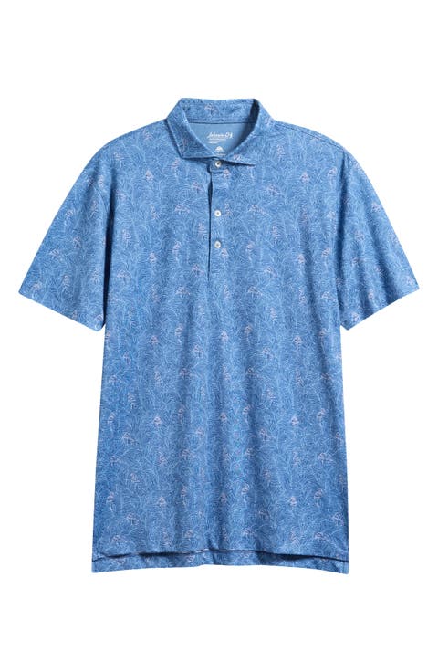 Osmond Leaf Print Performance Jersey Polo
