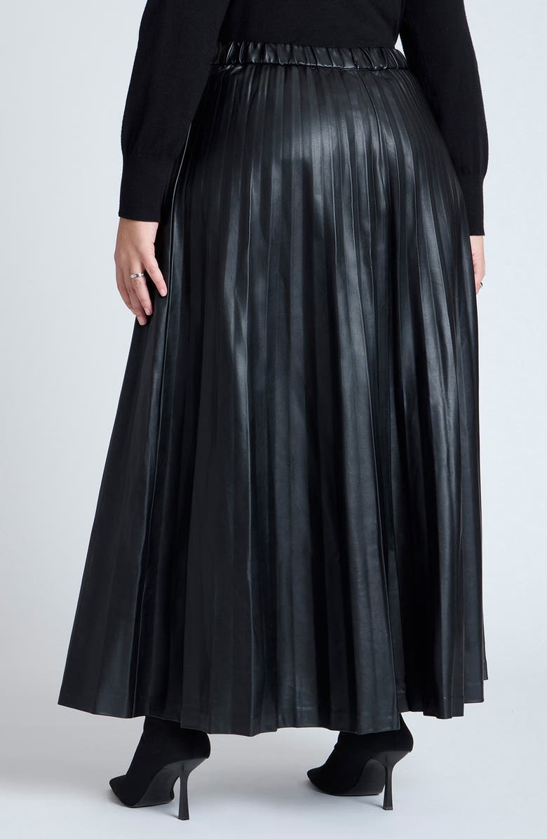 ELOQUII Pleated Faux Leather Maxi Skirt, Alternate, color, 