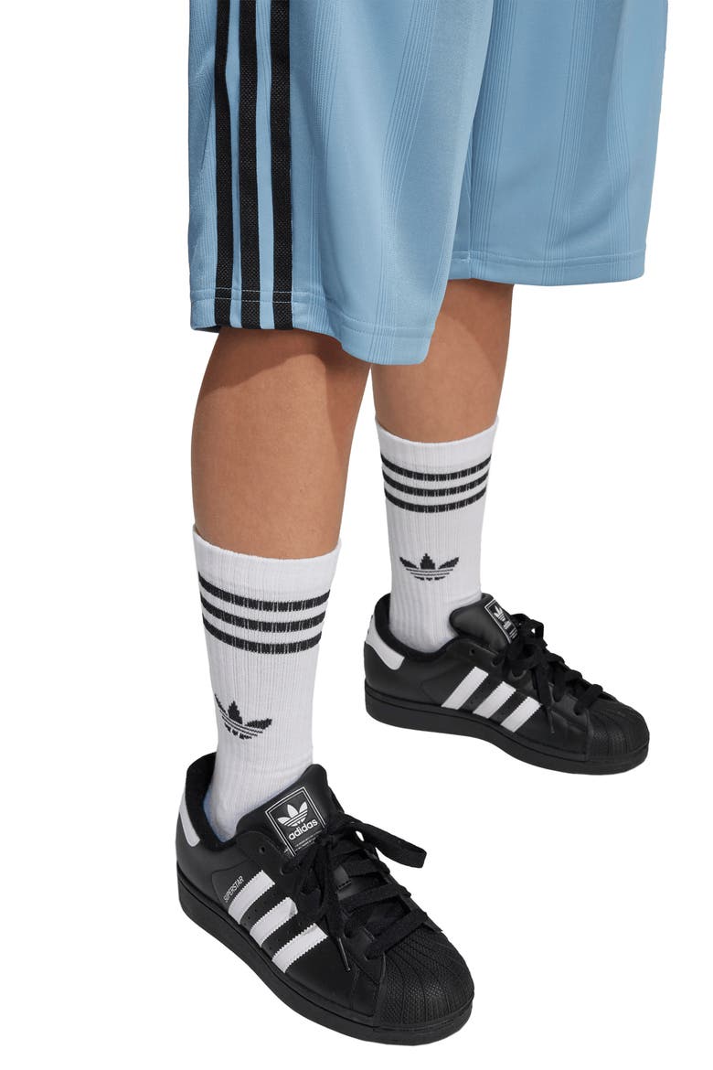 Kids' 3-Stripe Shorts, Alternate, color, ASH BLUE