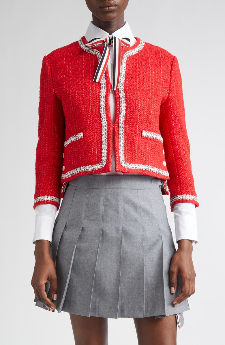 Thom Browne Tweed Crop Jacket, Main, color, 