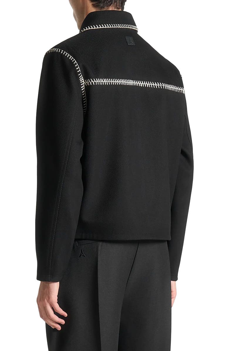 Manière De Voir Alex Whipstitch Twill Boxy Jacket, Alternate, color, Black