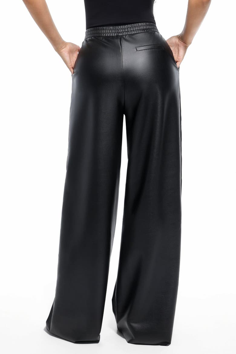 Faux Leather High Waisted Wide Leg Pants, Alternate, color, Classic black
