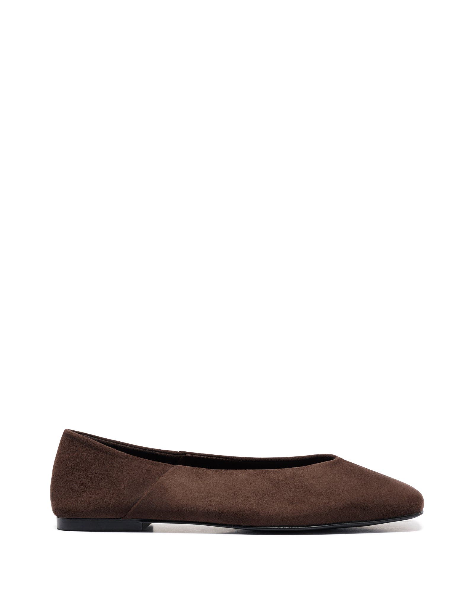 Therapy Australia Gaia Square Toe Flats, Alternate, color, Chocolate Faux Suede