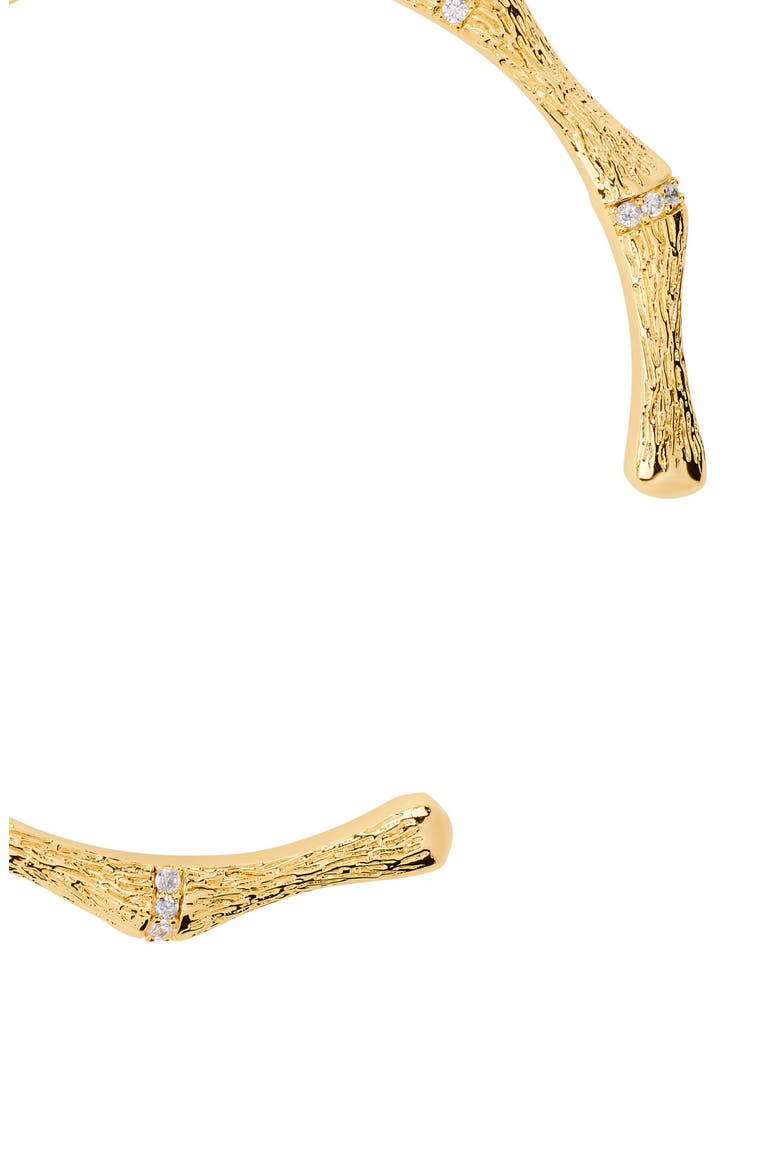 Cubic Zirconia Bamboo Style Cuff Bracelet, Alternate, color, GOLD
