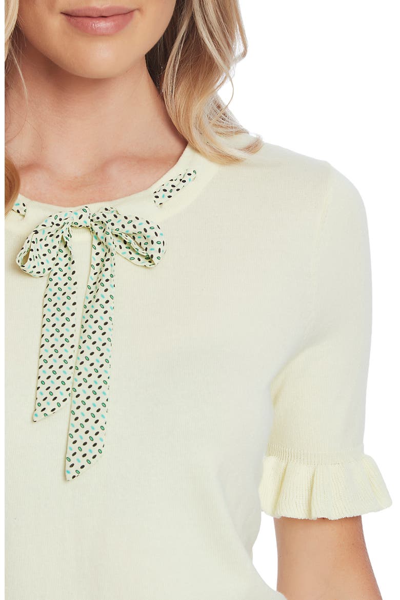 Ruffle Sleeve Tie Neck Sweater, Alternate, color, LEMONADE