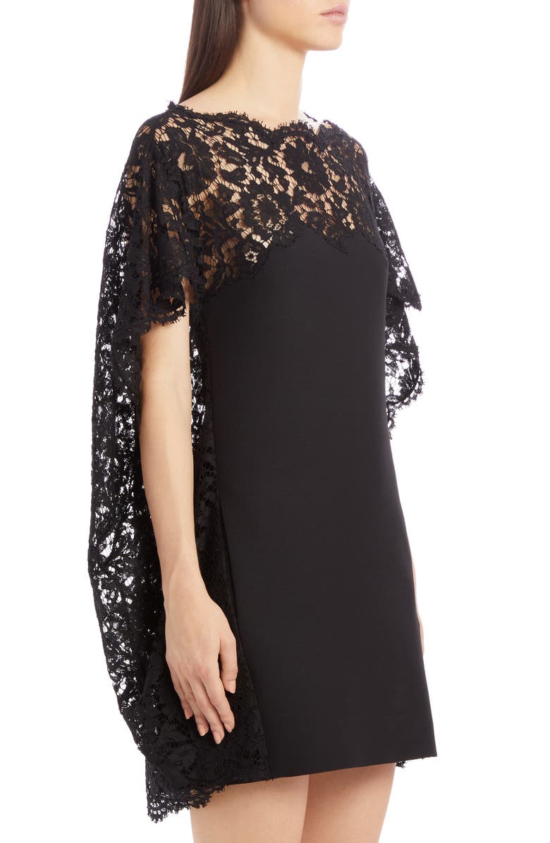 Valentino Lace Cape Minidress, Alternate, color, 