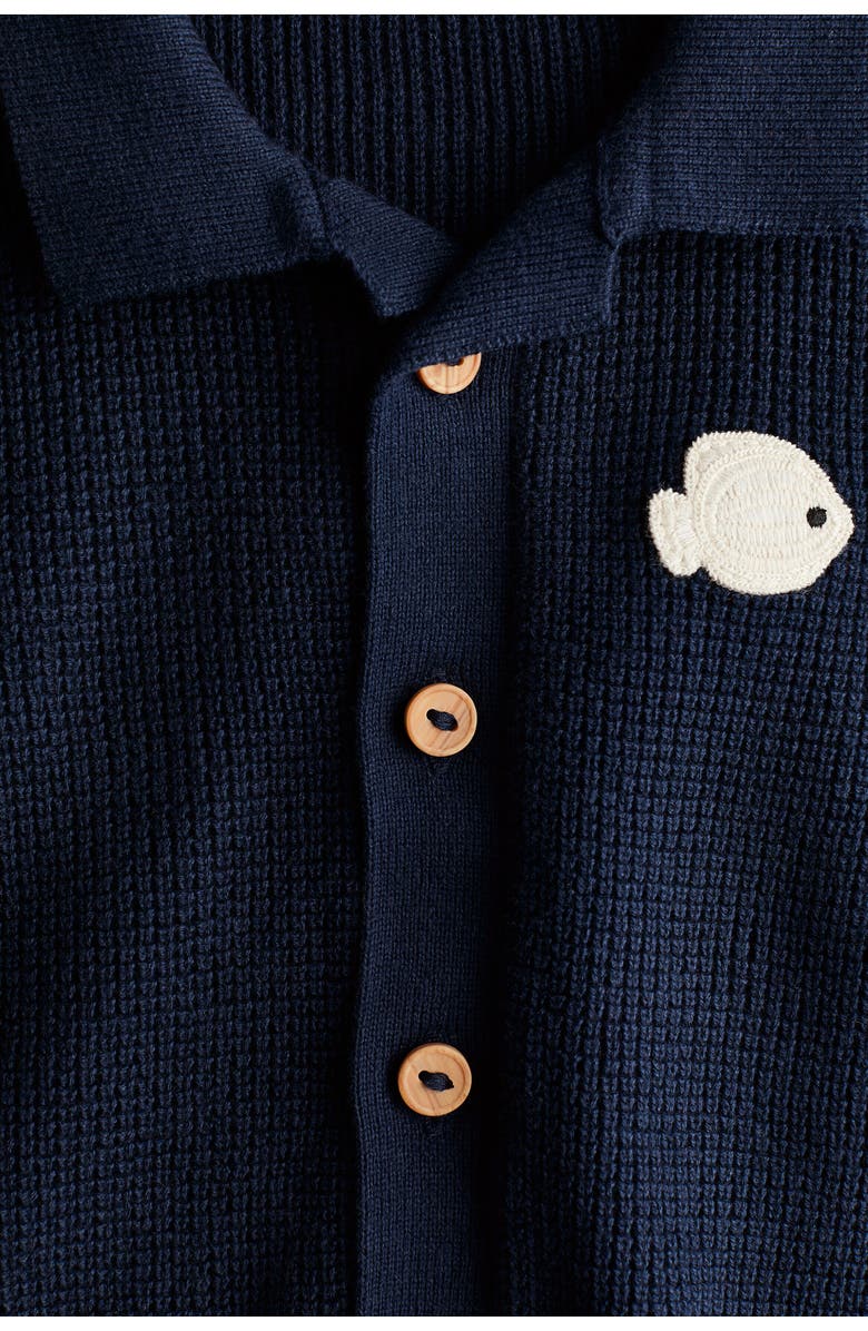 H&M 2-piece Cotton Waffle-knit Set, Alternate, color, Navy Blue/Fish