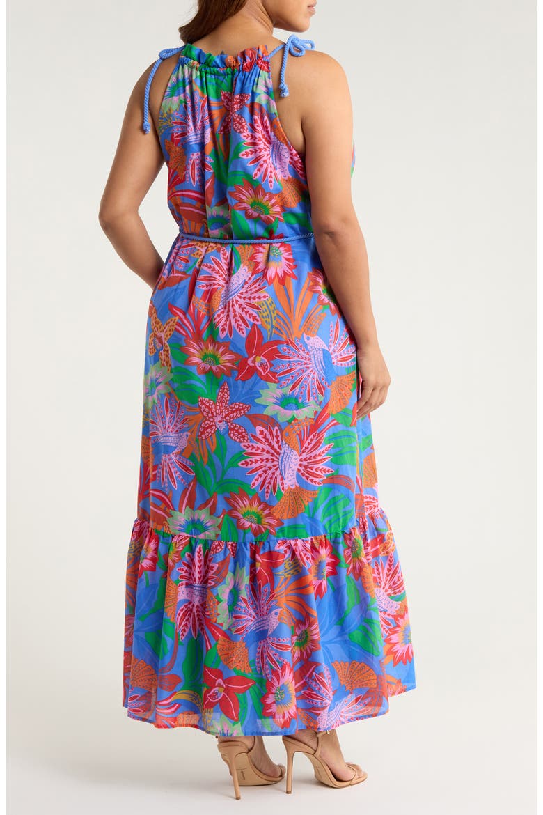 Cindal Flower Print Cotton Maxi Dress, Alternate, color, BLUE-PINK-MULTI