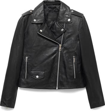 MANGO Leather Biker Jacket Nordstrom