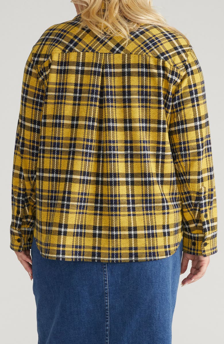 Universal Standard Maine Flannel Button-Up Shirt, Alternate, color, Chamomile Yellow Pla