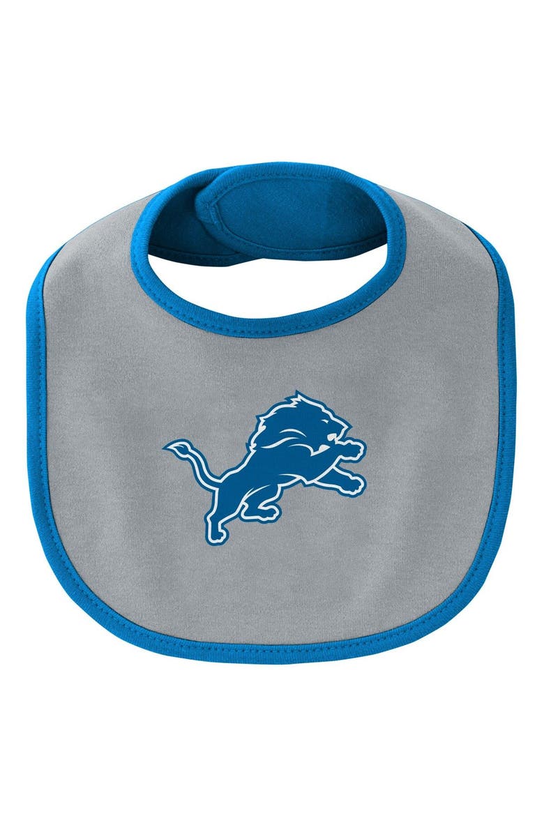Outerstuff Newborn & Infant Blue/Silver Detroit Lions Little Champ Three-Piece Bodysuit Bib & Booties Set, Alternate, color, 