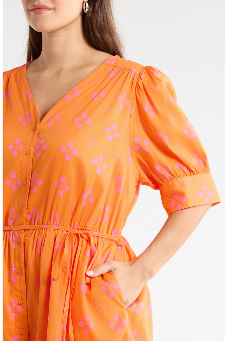 Donna Print Tie Waist Minidress, Alternate, color, ORANGE-PINK