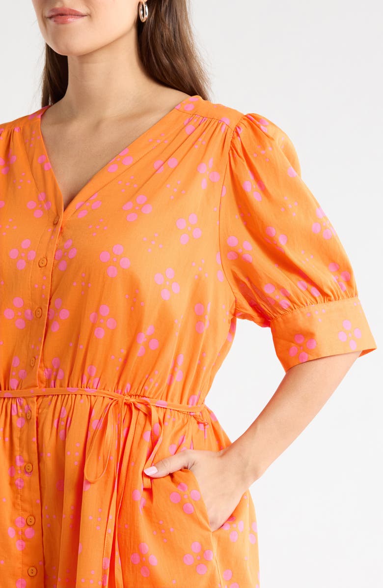SUGARLIPS Donna Print Tie Waist Minidress, Alternate, color, Orange-Pink