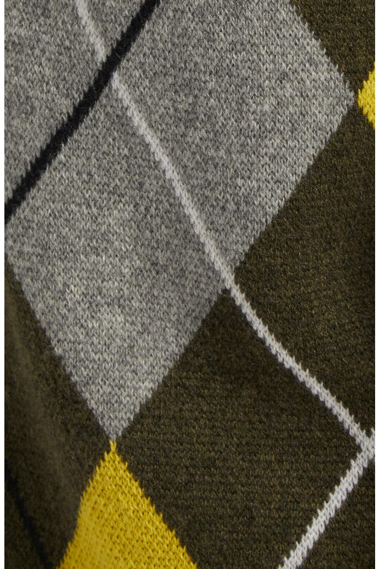 Argyle Jacquard Cashmere Cardigan, Alternate, color, OLIVE/ YELLOW