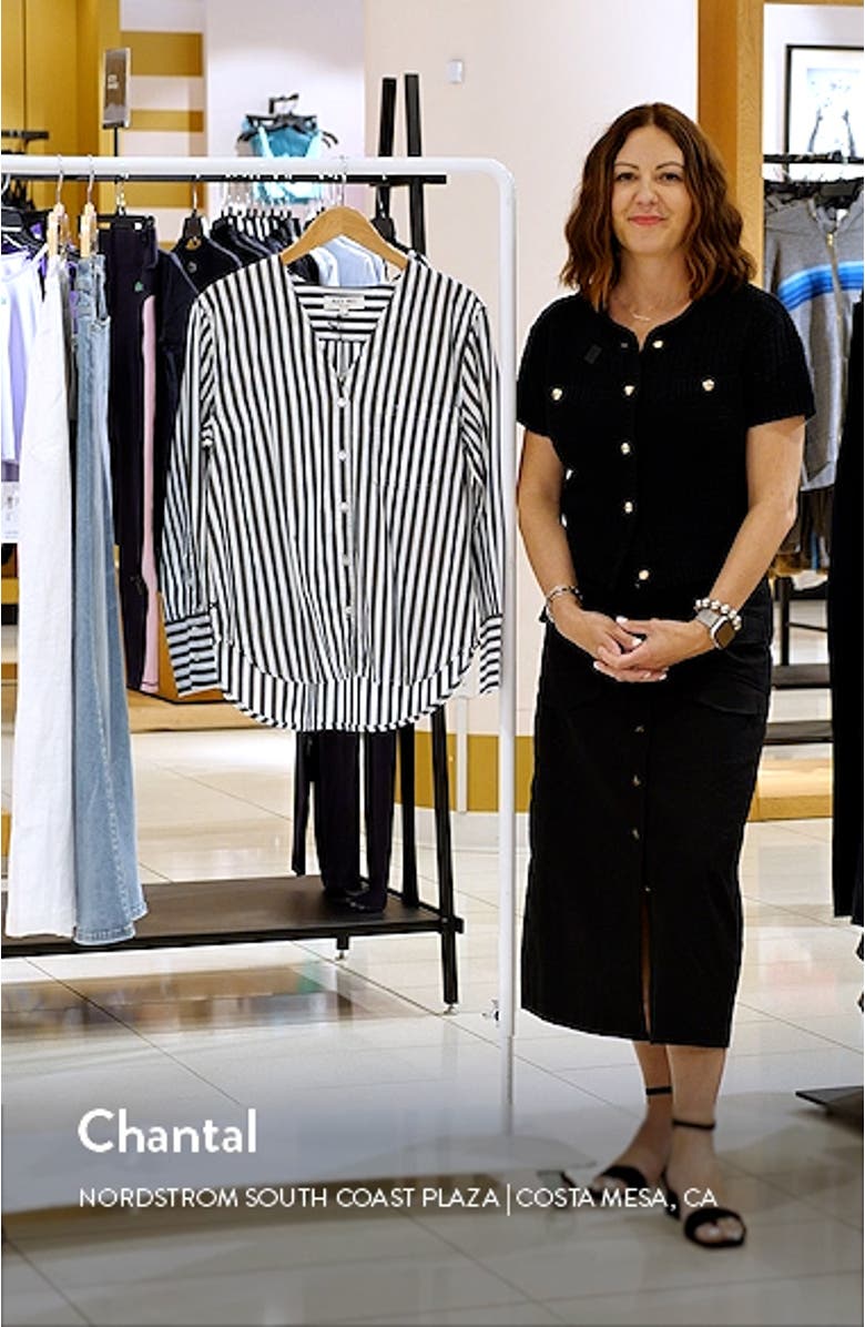 Crosby Stripe V-Neck Button-Up Shirt, sales video thumbnail